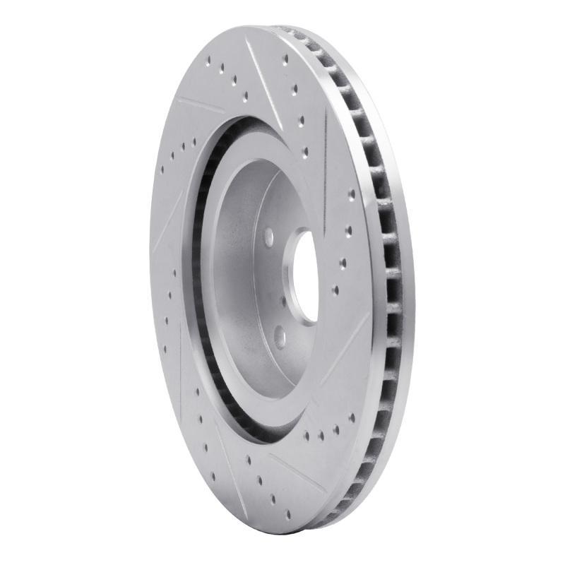 Subaru Forester Brake Rotor (1) - Front Left - R1 Concepts - Drilled & Slotted - Silver - `19-`24